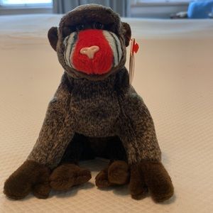 Ty Beanie Baby Brown Cheeks Monkey Gorilla Orangutan Ape Chimpanzee with Tag